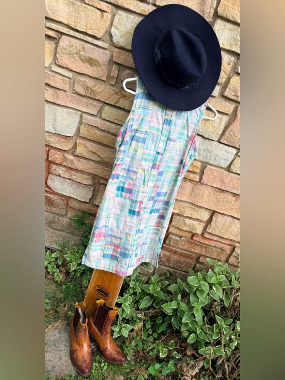 Lauren Ralph Lauren Patchwork madras  plaid Dress Vintage 1990’s Sz.S